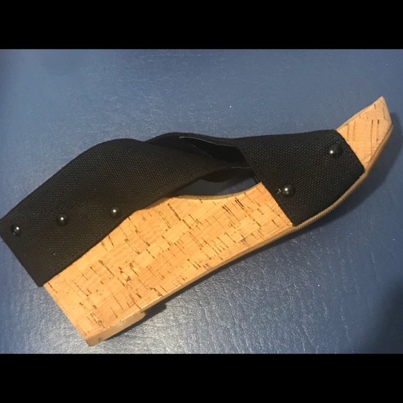 NWOT Lucky Brand LK Miller2 black woven platform cork wedge slip-on - Picture 14 of 15